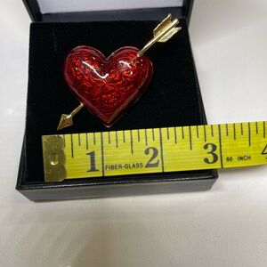 Avon Gold and Red Heart Brooch with Arrow